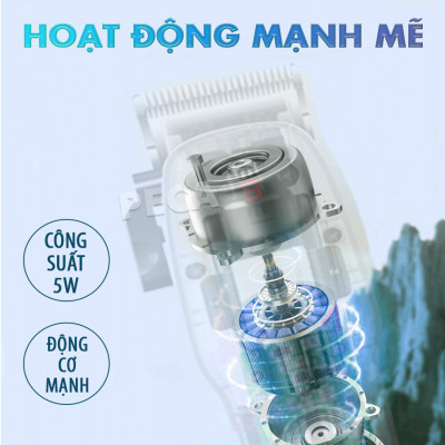 Tông đơ cắt tóc chuyên nghiệp Kemei KM-NG108 màn hình LCD hiển thị phiên bản thấy mạch công suất mạnh dùng sạc USB pin trâu sạc nhanh, kèm 6 cữ lược căn độ dài và phụ kiện đầy đủ - Hàng chính hãng