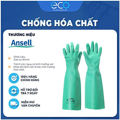 Găng tay chống dầu, hoá chất Ansell Solvex 37-185 bảo vệ tay khỏi hóa chất, axit loãng, dầu mỡ