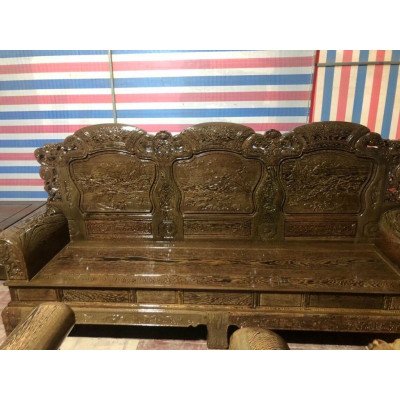 Bộ bàn ghế gỗ mun đuôi công khổng tử sang trọng