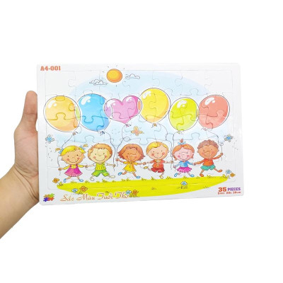 Bộ Xếp Hình Khổ A4 Puzzle Minh Châu 35-01 - Sắc Màu Tuổi Thơ (35 Mảnh Ghép)