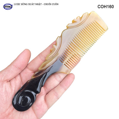  Lược Sừng Vân Nưa Chuôi Cuốn (Size: XL-20cm) Họa Tiết Uốn Lượn Sắc Sảo, Chăm sóc tóc - COH160