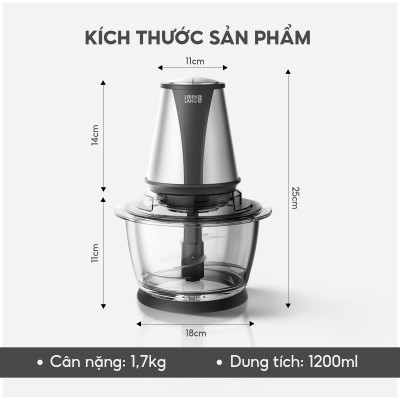 Máy xay thịt đa năng cối thủy tinh, LEBENLANG LBL1930 công suất 400W, dung tích 1200ml, bảo hành 2 năm – hàng chính hãng