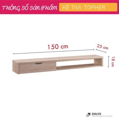 Kệ tivi treo tường hiện đại cho phòng khách SMLIFE Topher