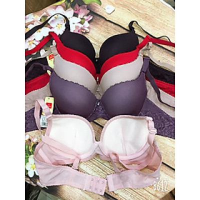 Áo Lót Nữ Trơn Mút Vừa Có Gọng 359 – Dây Gấm Hoa Chìm, Nâng Ngực Tự Nhiên