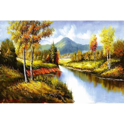 Tranh canvas phong cách sơn dầu - Phong cảnh Dòng sông - PC012