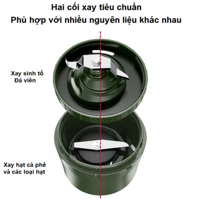 Máy xay hạt cà phê, sinh tố và đá viên dùng pin cầm tay 3 trong 1 thương hiệu Mỹ HiBREW G2 - Hàng Chính Hãng