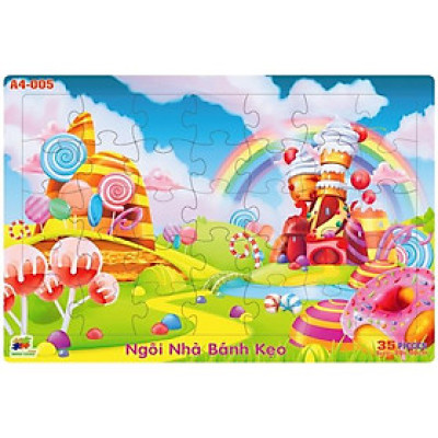 Bộ Xếp Hình Khổ A4 Puzzle Minh Châu 35-05 - Ngôi Nhà Bánh Kẹo (35 Mảnh Ghép)
