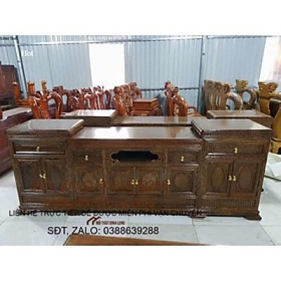 Kệ tivi mõ gỗ mun đuôi công
