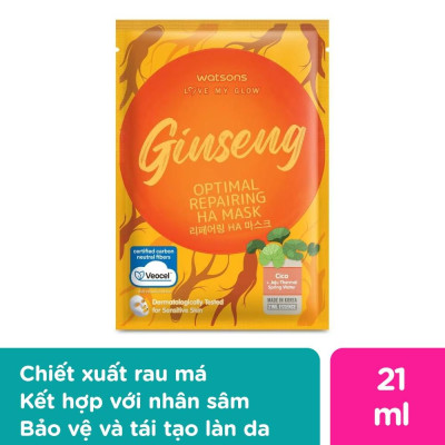 Mặt Nạ Watsons Love My Glow Ginseng Optimal Repairing HA Mask 21ml