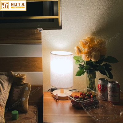 Đèn Ngủ Gỗ HUTA Light For Life G1 Chao Tròn Vintage Dễ Thương, Decor Trang Trí Phòng Ngủ, Điều Chỉnh Độ Sáng, Bóng Led Sáng Vàng Tiết Kiệm Điện