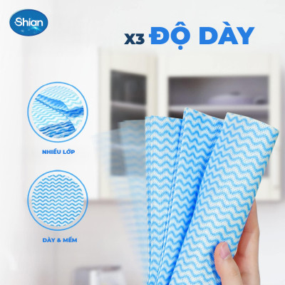 Khăn bếp đa năng cuộn 50 tờ Shian lau sạch đồ dùng bếp vệ sinh nhà cửa -Khăn đa năng