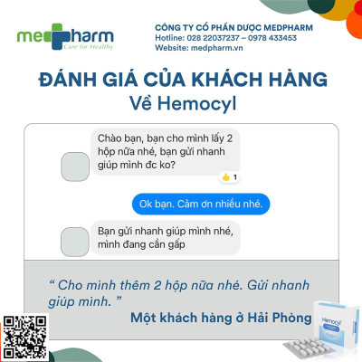 Hemocyl-TPBVSK: Giải pháp đột phá trong quản lý bệnh trĩ mà không cần phẫu thuật-Hỗ trợ cải thiện triệu chứng: đau rát, ngứa, chảy máu khi đi ngoài do trĩ. Ức chế sự phát triển vi sinh vật giúp hỗ trợ cải thiện nguy cơ nhiễm trùng thứ phát tại búi trĩ.
