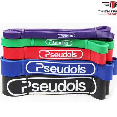 Bộ dây bản thun tập thể lực Pseudois 5 màu, dài 208cm chất liệu cao su, có độ đàn hồi tốt và hỗ trợ các bài tập thể lực