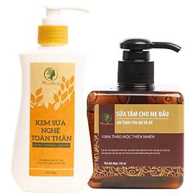 Bộ tắm body và dưỡng trắng toàn thân Wonmom ( 1 Kem sữa nghệ toàn thân + 1 Sữa tắm cho mẹ )