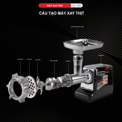 Máy xa thịt Gali GL-1935 - Công suất mạnh mẽ 1800W. Máy đùn thịt công nghiệp. Hàng chính hãng chất lượng cao. BH 24 Tháng