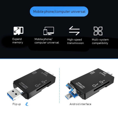XOA 2S Đầu đọc thẻ nhớ SD, TF chân Type C, USB 3.0 Micro USB / U / Type C / TF / SD Cho Điện Thoại / Laptop - Hàng Nhập Khẩu