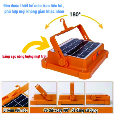 Đèn LED Năng Lượng Mặt Trời Cầm Tay  500W, Đa Năng, Chống Nước, Đổi Màu