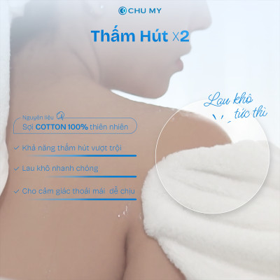 Khăn tắm khách sạn CHU MY – 100% cotton, trắng mềm mại, 70x140cm, 500g, thấm hút vượt trội