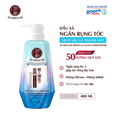Dầu xả ngăn rụng tóc, sạch sâu thanh mát 50 Megumi Fresh & Clean Conditioner 400ml
