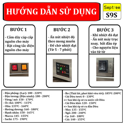 Máy Ép dầu thực vật Công nghiệp Thương hiệu Septree Mỹ Mã S9S, Công suất lớn 1200W, Phễu 5 Lít, Ép 8-12kg/giờ - Hàng Nhập Khẩu, BH 12 Tháng
