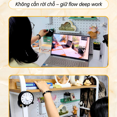 Kệ Pegboard đa năng Dola Home kệ sách để bàn decor học tập làm việc cho mẹ và bé hiện đại