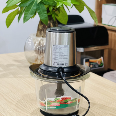 Máy xay thịt 2 lưỡi dao kép cối thủy tinh Nagakawa NAG0812 (400W - 1.5 Lít) - Hàng Chính Hãng