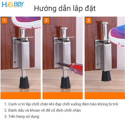 Đồ chặn cửa 2 chiều chốt đạp lò xo đế cao su Hobby Home Decor CCD1