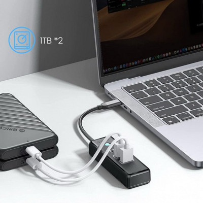 HUB Type C ra 1 cổng TYPE C + 2 Cổng USB 3.0 Orico PWC2U-C3 - Hàng Chính Hãng