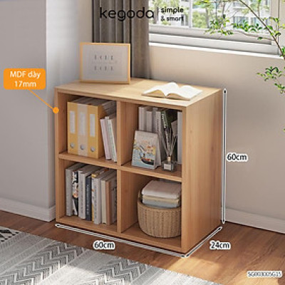 Kệ Sách Gỗ Tổ Ong 4 Ô Dài 60cm, Rộng 24cm Cao 60cm Thương Hiệu KEGODA KGD32