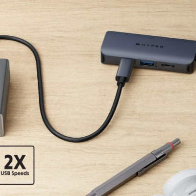 HUB chuyển đổi HyperDrive Next 4 in 1 Port USB-C cho Macbook/ Laptop - Truyền tải dữ liệu nhanh HD4001GL