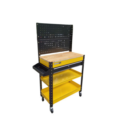 XE ĐẨY DỤNG CỤ 1 NGĂN KÉO CÓ MẶT BÀN GỖ VÀ TẤM TREO