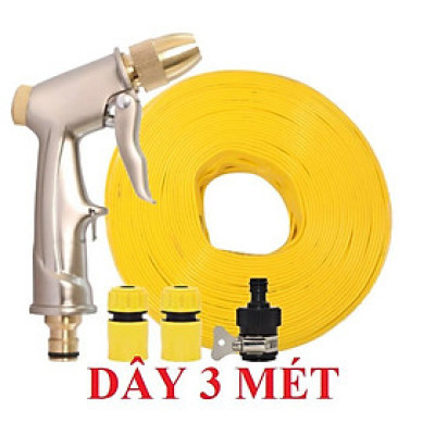 Bộ dây vòi xịt nước rửa xe,tưới cây ,tăng áp 3 lần,loại 3m,5m 206701-1 đầu đồng,cút,nối nhựa đen+ móc khoá