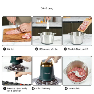Máy xay thịt Gali GL-1920B Dung tích 2 Lít, Motor 100% bằng đồng, có 2 tốc độ xay. Hàng chính hãng chất lượng cao, bảo hành 24 tháng