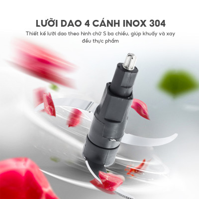 Máy xay thịt đa năng cối thủy tinh, LEBENLANG LBL1930 công suất 400W, dung tích 1200ml, bảo hành 2 năm – hàng chính hãng