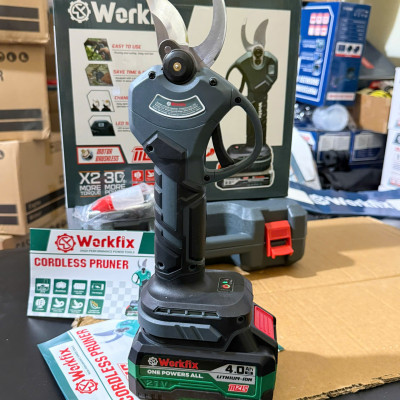 Kéo cắt cành pin WORKFIX WF-CP30BL, Động cơ Không chổi than, Màn hình led hiển thị, Cắt 3cm