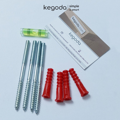 Kệ Sách Gỗ Trang Trí Treo Tường 3 Tầng Dài 60cm, Không Cần Khoan, Tặng Kèm Phụ Kiện KEGODA KT60