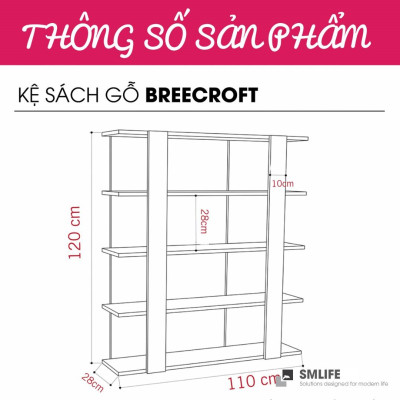 Giá sách bằng gỗ cho phòng khách SMLIFE Beecroft