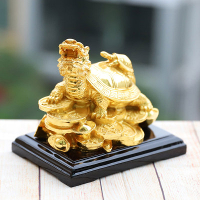 Tượng Long Quy (Rùa đầu Rồng) mạ vàng 24K - Quà tặng cho Sếp