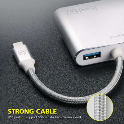 Hub 4 cổng USB-C MicroPack Digital AV Multiport Adapter - MDC-4V - Bạc - Hàng Chính Hãng