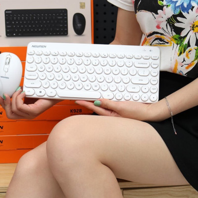 Combo phím và chuột không dây siêu đáng yêu NEWMEN K928 White _ Hàng chính hãng