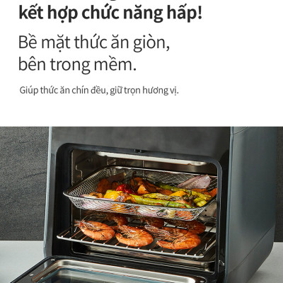 Lò nướng chân không kết hợp chức năng hấp Lock&Lock EJF693GRY Steam Air Fryer Oven (12.5 Lít) - Hàng chính hãng