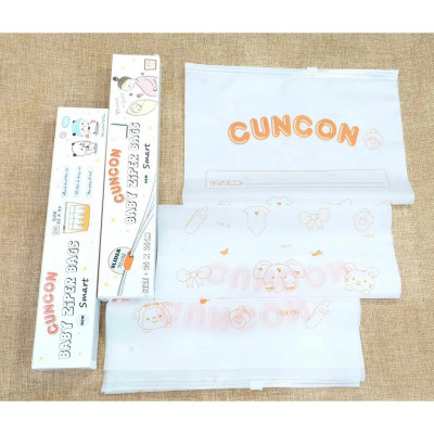 (25x35cm) Túi zip lụa mờ đựng đồ đi sinh khoá kéo đa năng - Hiệu Cún Con