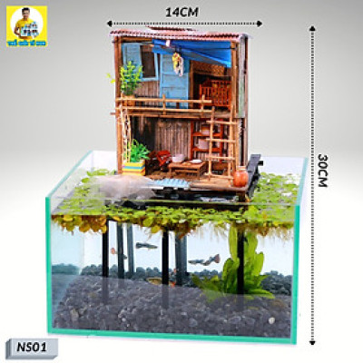 Mô Hình Gỗ Sài Gòn Xưa Tí Hon Ký Ức Tuổi Thơ - Thế Giới Tí Hon - Xóm Nhà Sàn - NS01