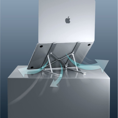 Kệ giá đỡ nhôm dành cho máy tính laptop macbook ipad 7 nấc điều chỉnh độ cao gấp gọn - Hàng chính hãng