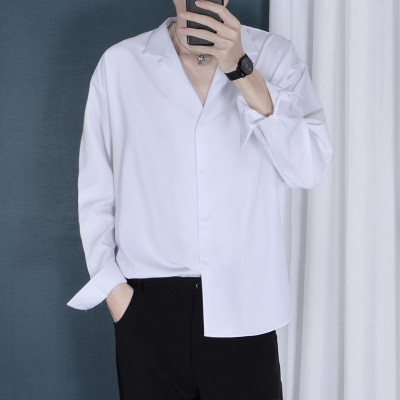 Áo Sơ Mi Form Rộng Unisex Nam Nữ Tay Dài Hàn Quốc Kiểu Cổ Vest Cổ Ve Áo Khoác Ngoài Vải Lụa Mềm Mịn - SMV01