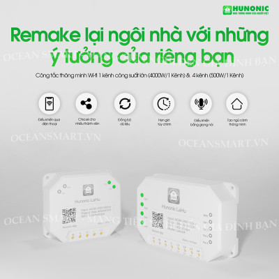 Công Tắc Wifi Lahu, Công Tắc Thông Minh Hẹn Giờ Không Cần Internet RTC HUNONIC, Công Suất Lên Đến 4000W - LAHU