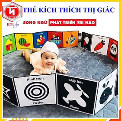 Thẻ Kích Thích Thị Giác Cho Trẻ Sơ Sinh, Trọn Bộ 3 Cuốn Kích Thích Thị Giác Song Ngữ Anh - Việt