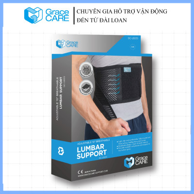 Đai Bảo Vệ Lưng Grace Care LB223 (Bản Cao ~25cm) - Vải Lưới, Thoáng Khí, Giảm Đau, Thoát Vị Đĩa Đệm