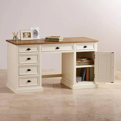 Bàn Làm Việc Shutter Gỗ Sồi Ibie OTDSHUO - Trắng (145 x 60 cm)