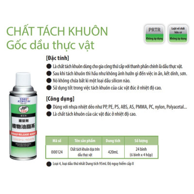 JIP124 Dung dịch tách khuôn dùng cho nhà máy , xưởng 420ml- Hàng chính hãng ICHINEN Nhật Bản